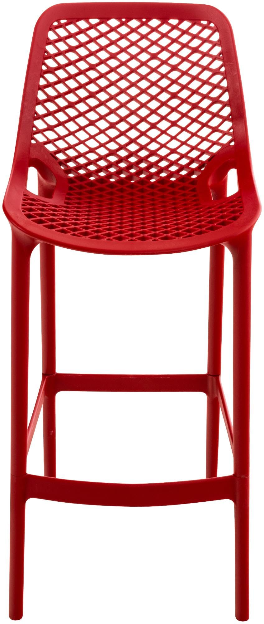 CLP Barhocker Garten wetterfest Air, Gartenstuhl mit Lehne, Tresenstuhl wetterfest UV-beständig aus pflegeleichtem Kunststoff, bis 160 kg, Farbe:rot