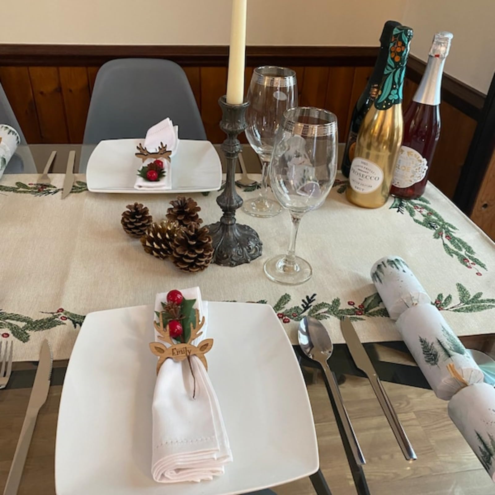 Portatovaglioli natalizi in legno a forma di renna, personalizzabili, con incisione, segnaposto, segnaposto, decorazione da tavola, decorazione per la cena, per Natale, vacanze, matrimoni, casa