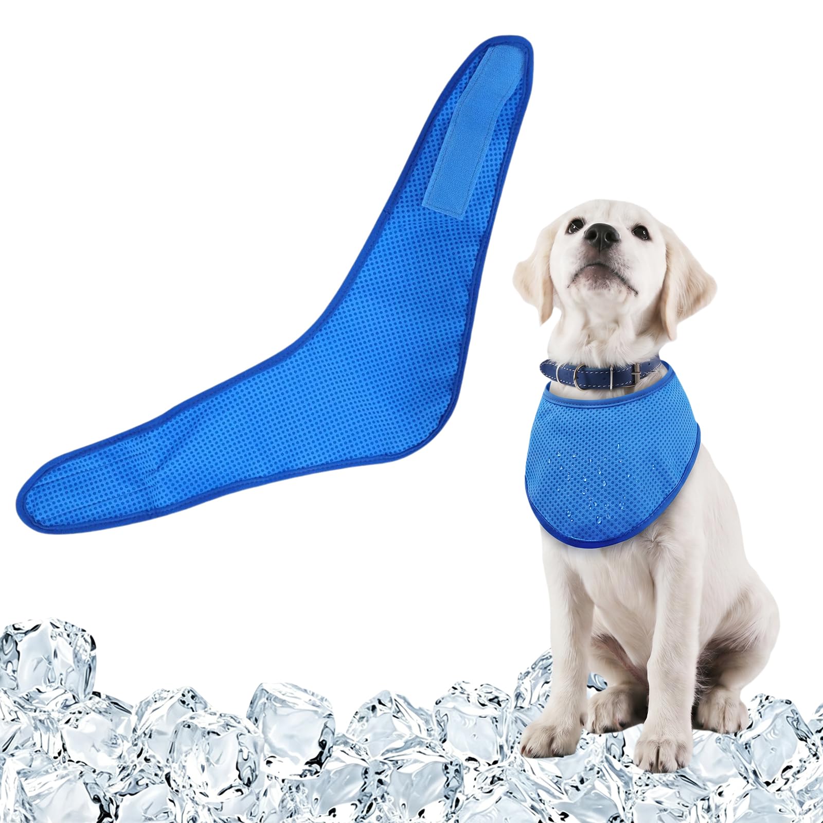 Dog Cooling Bandana, Coolings Collar for Dogs, Instant Coolings Bandana for Dogs,Reusable Pet Towel Scarf, Ice Prevent Sunstroke Summer Outdoor (Blue, L)