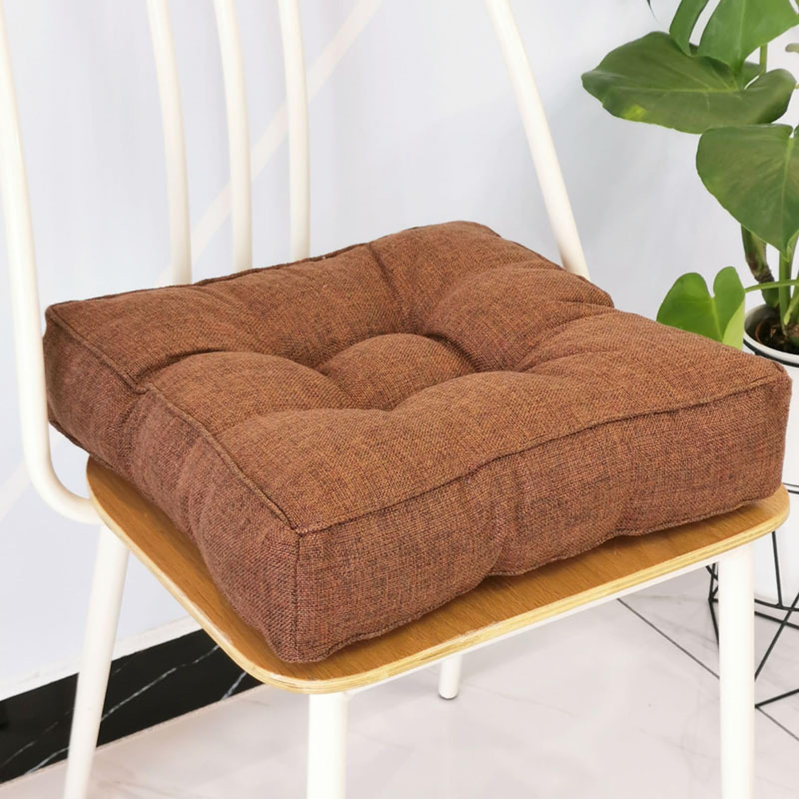 Set of 2 4 6 Chair Cushions 9 Cm Thick Padding, Comfortable Seat Cushions 40x40 45x45cm for Indoor and Outdoor, Floor Cushions for Dining Room Kitchen Garden Chairs,Coffee,4er set 50x50
