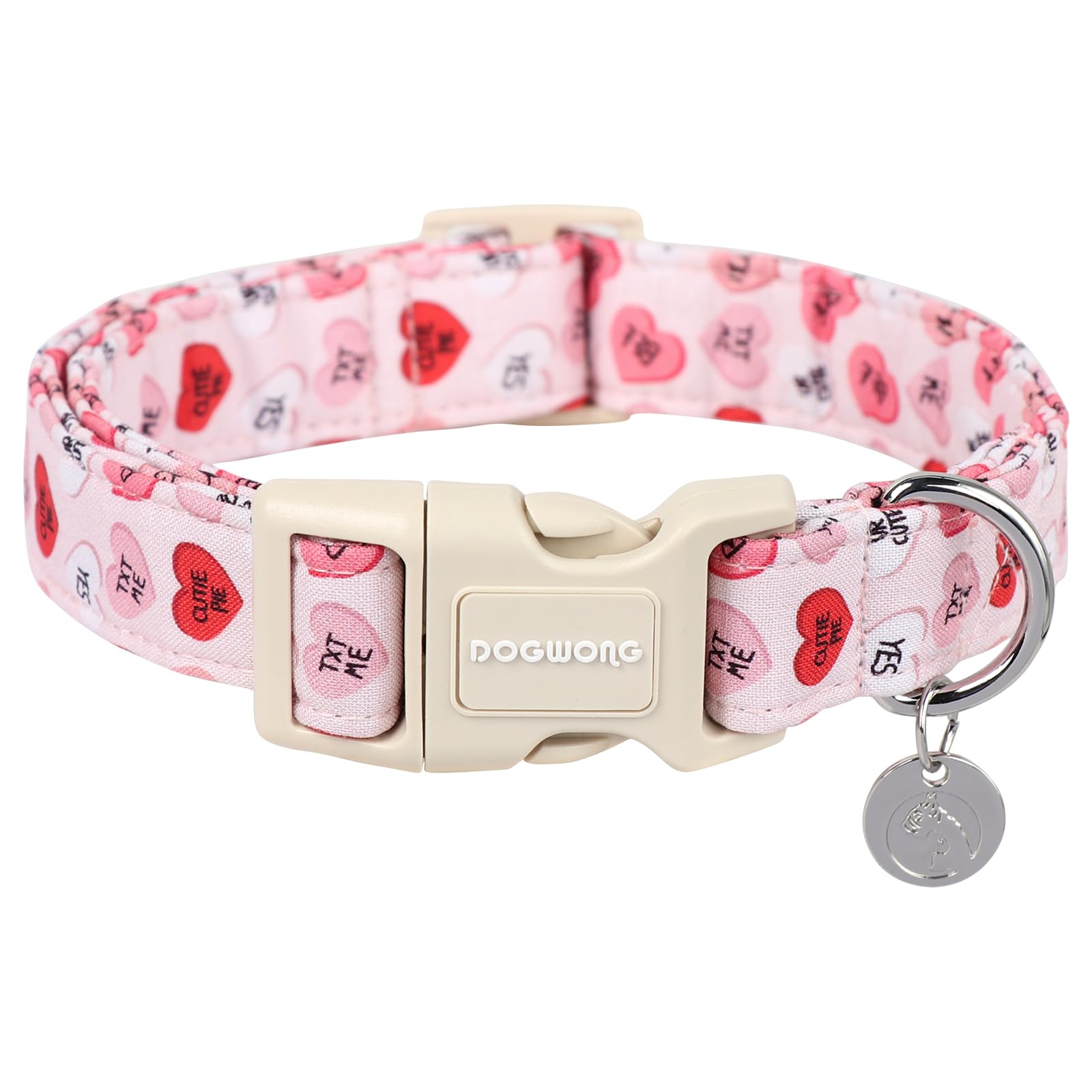 Collier chien Saint-Valentin rose en cœur pour les balades