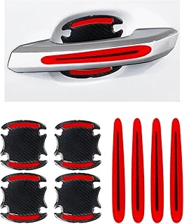 Flaconi Pack of 8 Door Handle Protection Car, Car Door Handle Sticker 3D Carbon Fibre Protective Film Sticker, Car Door Handle Paint Scratch Protection Scratch Protection Film Pad, Warning Sticker for