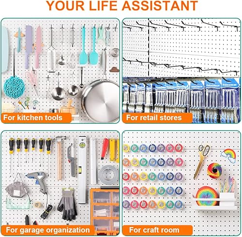 Miniatura 6 de Paquete de 60 ganchos resistentes para tablero de clavijas, color negro, 246 pulgadas, ganchos de metal para tablero de clavijas espaciado de 18 y