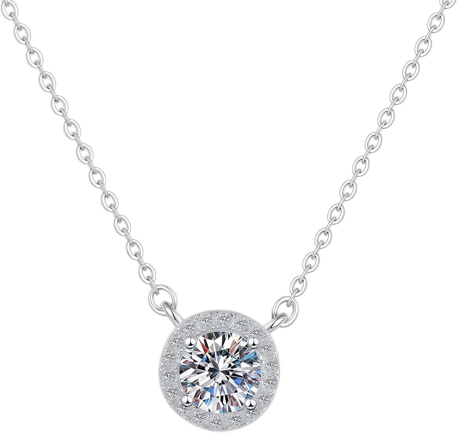 CHAOKEELRA Diamond Ocean Heart Necklace – 2 Carat D-color Pavé Pendant, S925 Silver Plated 18K Gold, Dazzling Choice，Campus Reunion Gift，Back to School Ceremony，School Dance Accessory