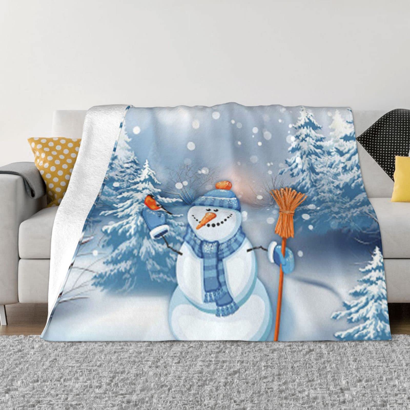 Couverture flanelle bonhomme de neige idée cadeau idéale et douce pour Noël