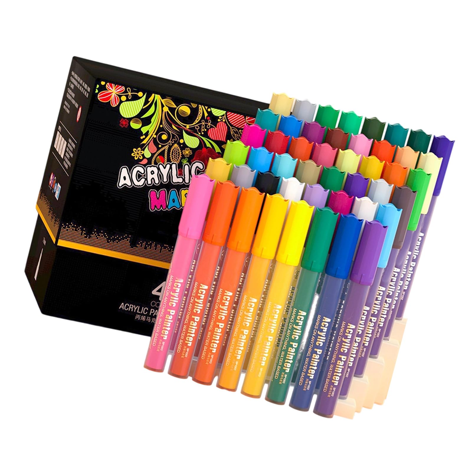 ljhnba Pennarello acrilico resistente all ' acqua per dipingere carta, ceramica, tessuto, legno, tela, vetro e scrapbooking Pennarelli acrilici punta fine a base d ' acqua