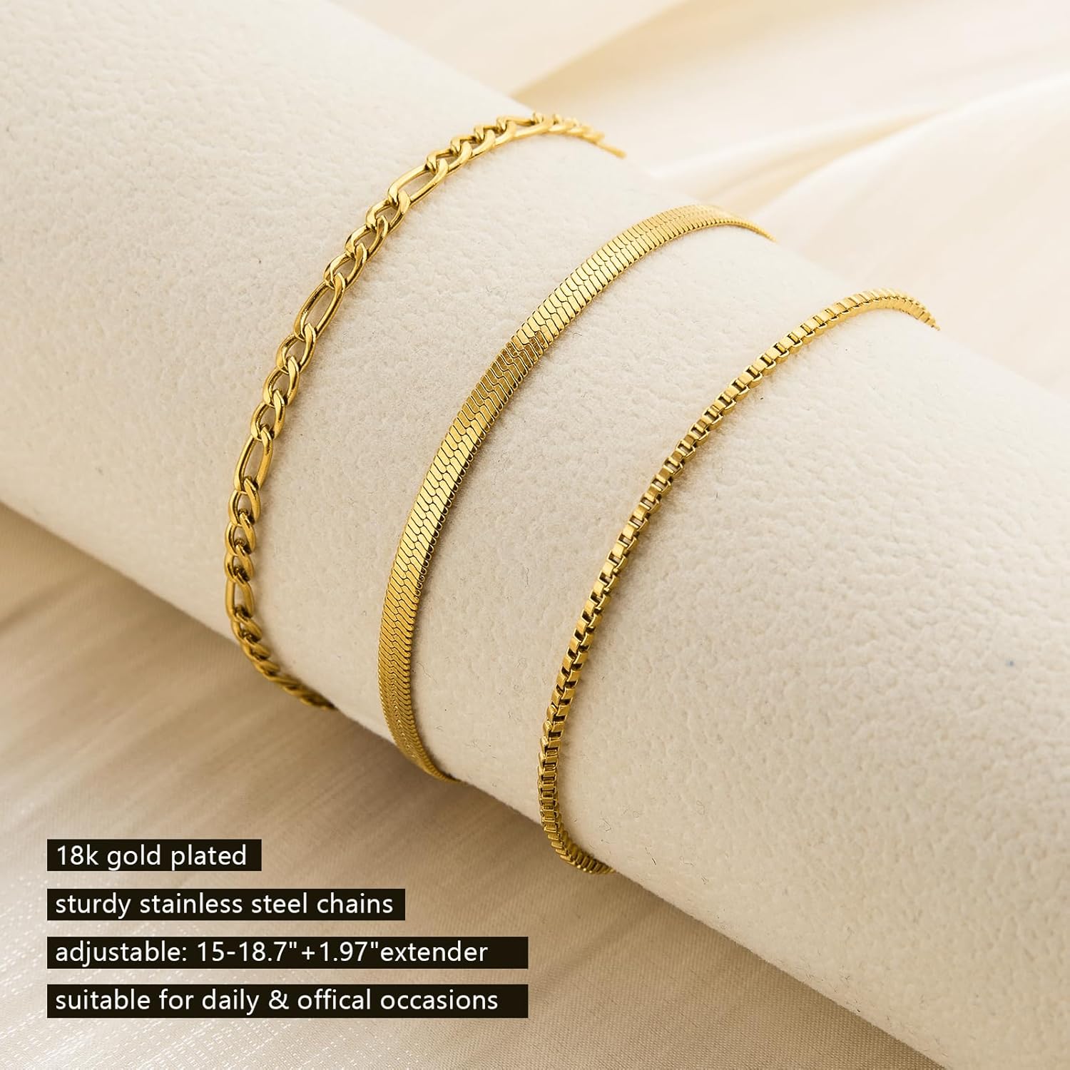 Gold Plated Stainless Steel Layered Choker Necklace Jewelry Gift for Women - Image 3