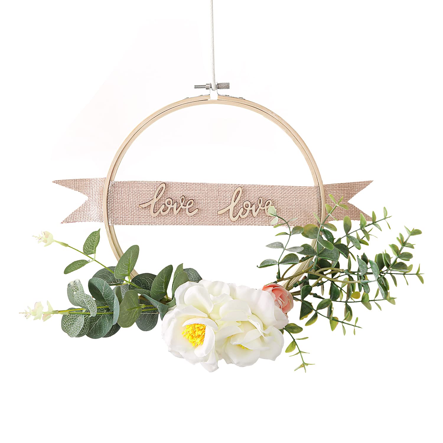 Spring Wreaths for Front Door 10.2 Inch Spring Summer Artificial Leaf Wreath for Home Farmhouse Porch Indoor Outdoor Decor Wreaths