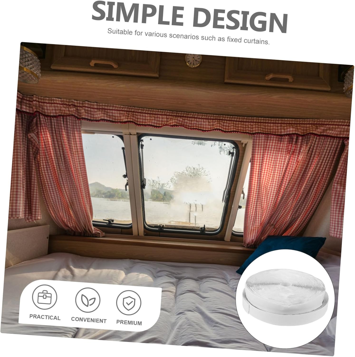 1set Self-Adhesive Hook and Tapes Strong Sticky Strips for Household Use for Curtains Carpets and Automotive Applications