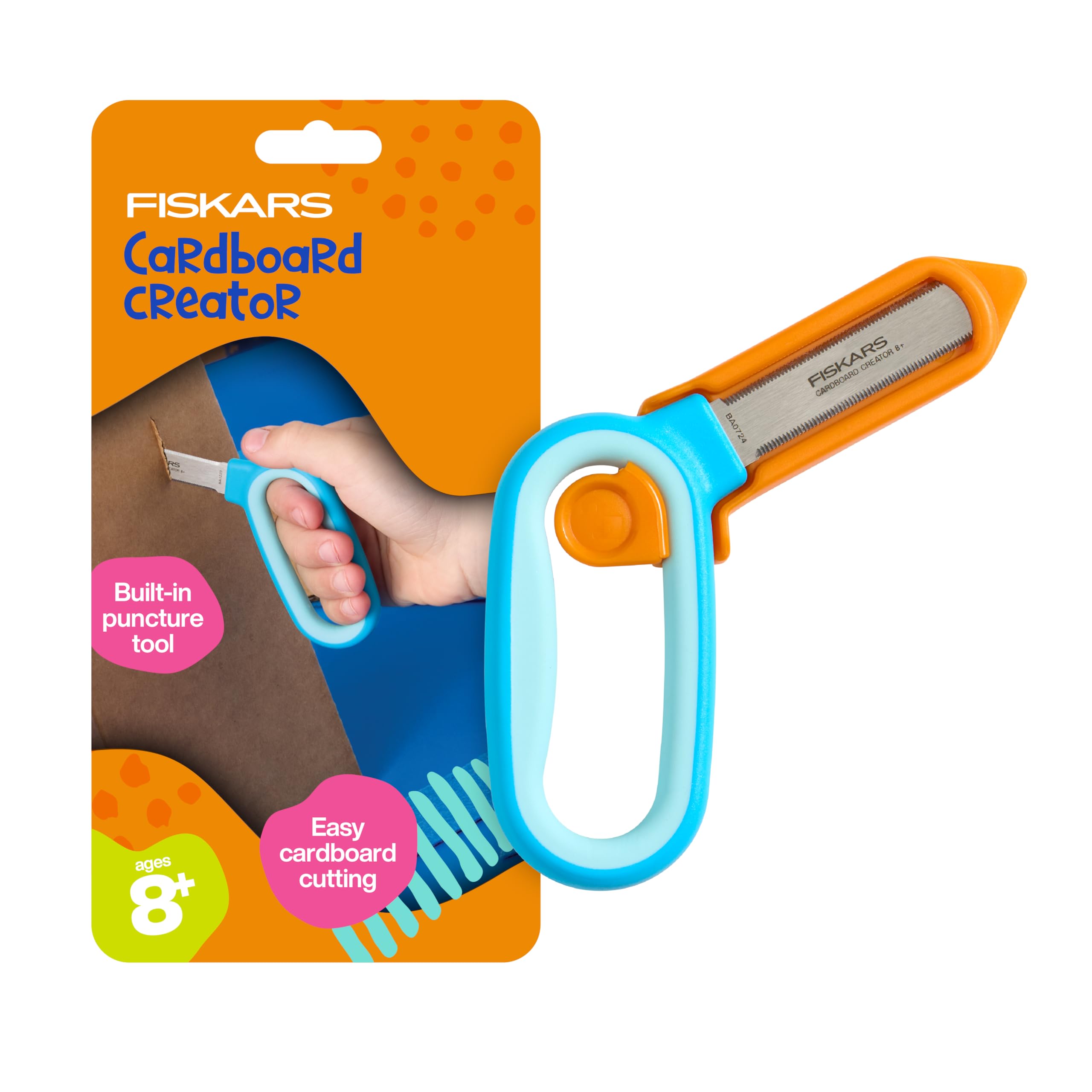 Photo 1 of Fiskars Kids Cardboard Creator – Safer Cardboard Cutting Tool with Ergonomic SoftGrip Handle, For Craft and School Supplies, 5 inches
