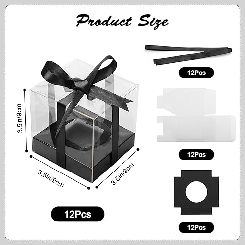 Miniatura 3 de Paquete de 12 cajas de plástico transparente para cupcakes, 3.5 pulgadas, contenedores individuales desechables individuales para cupcakes, caja con