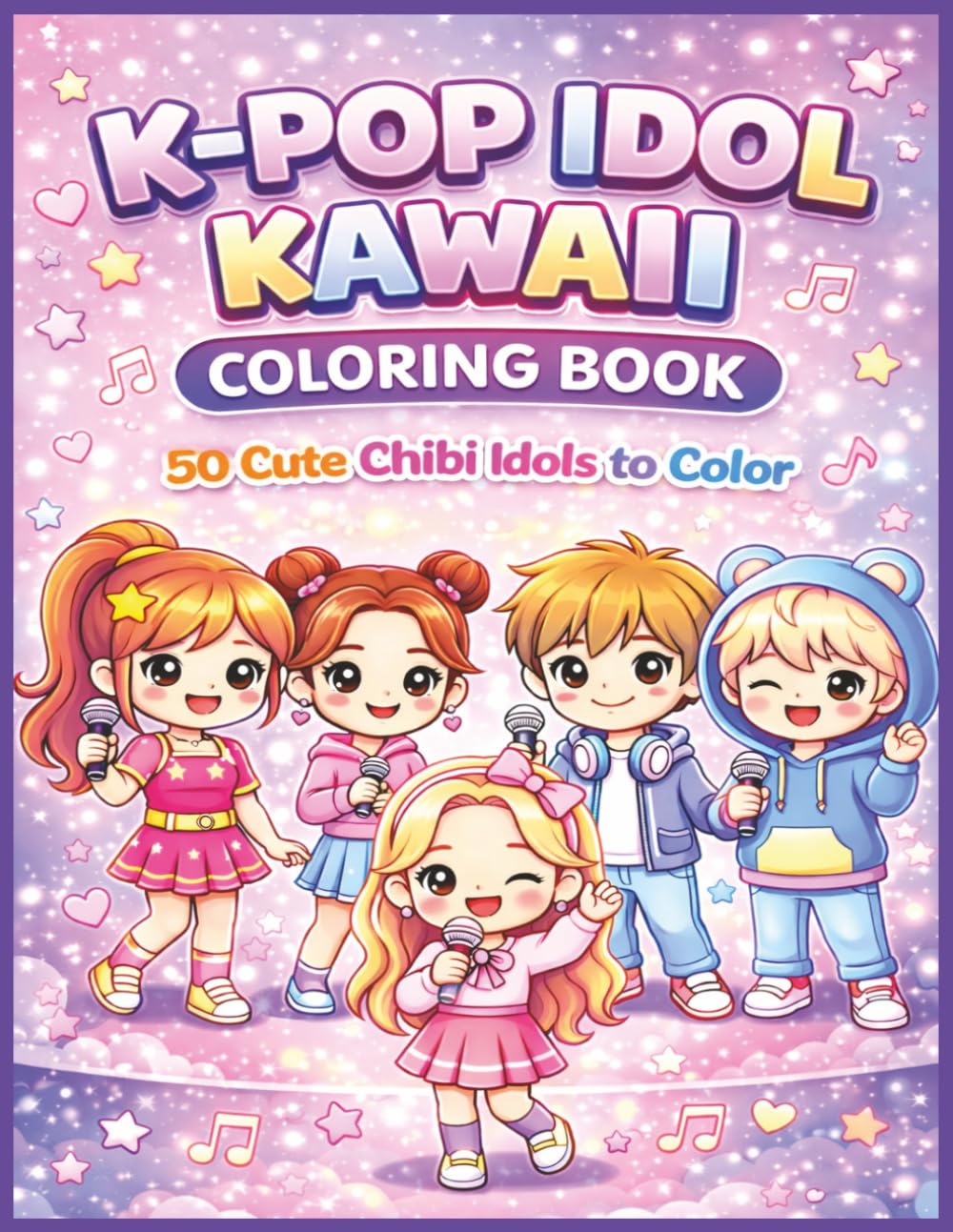 K-pop Idol Kawaii: Cute Kawaii Coloring Book for Kids Ages 4–8 | Fun Chibi K-Pop Idols, Easy & Adorable Pages for Girls and Boys, 8.5 x 11