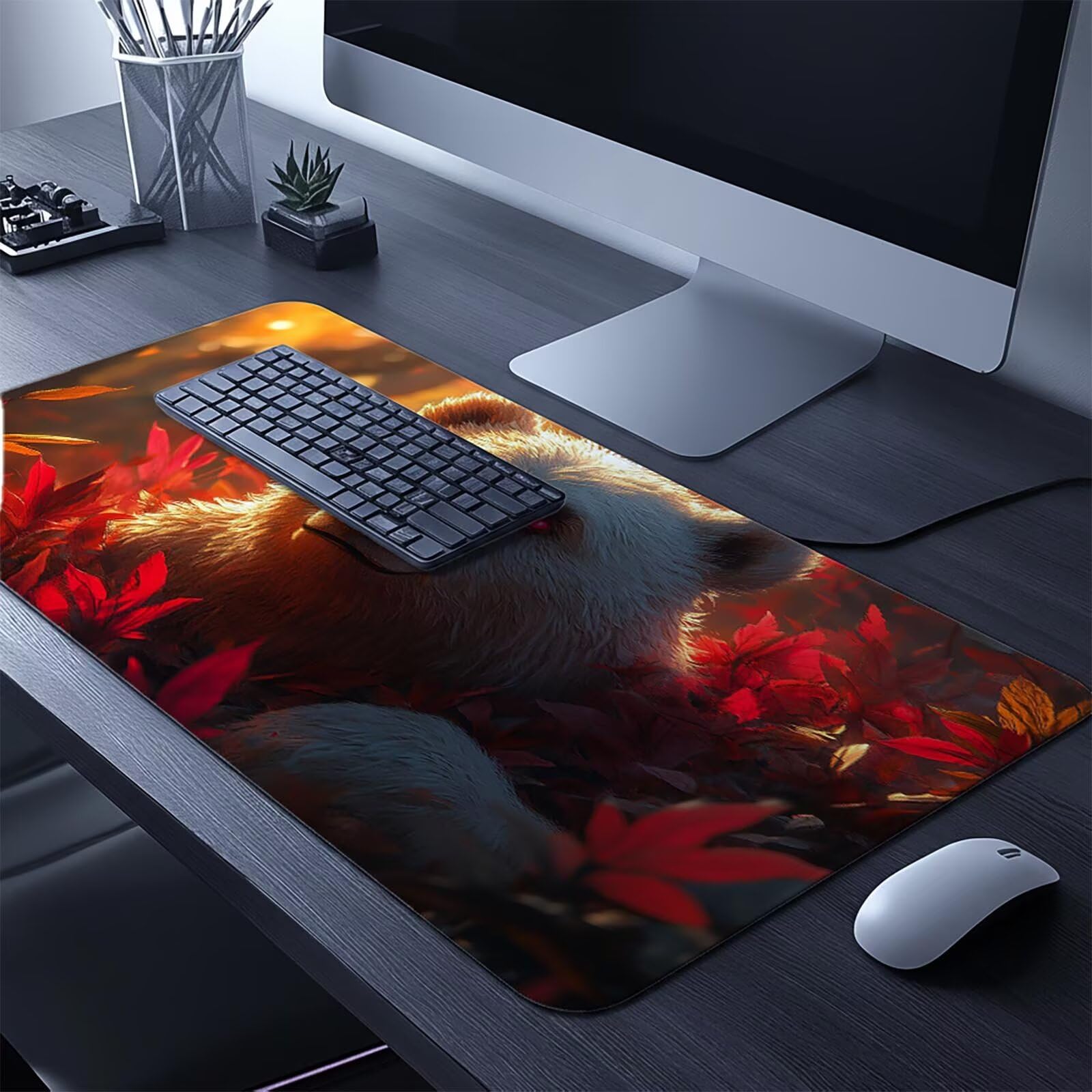 Podkładka pod mysz z misiem, XXL, 600 x 1400 x 3 mm, wodoodporna, gamingowa podkładka pod mysz, dokładność i prędkość, akcesoria do gier, laptop, biuro, prezent dla mężczyzn, FSBD-6476