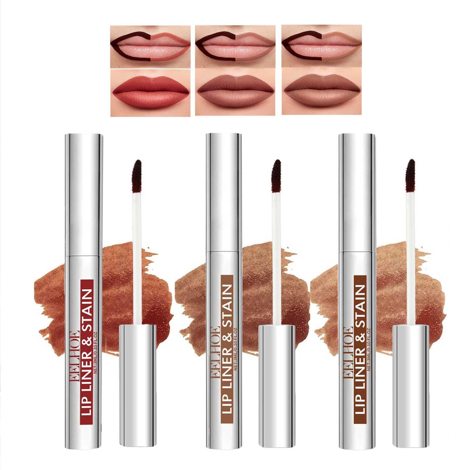 3 Pcs Peel Off Lip Liner Stain,Macchia Per Labbra A Strappo A Lunga Durata,Macchia Per Labbra Altamente Pigmentata, Impermeabile,A Prova Di Trasferimento,Fodera Per Labbra Con Finitura Opaca-image