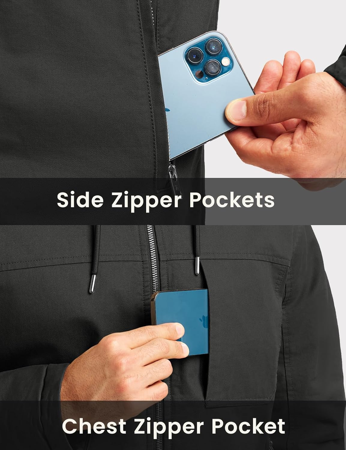 TBMPOY Men's Winter Work Jackets Hooded Quilted Lined Workwear Utility 4 Pockets Cotton warm Active Coats - Image 6