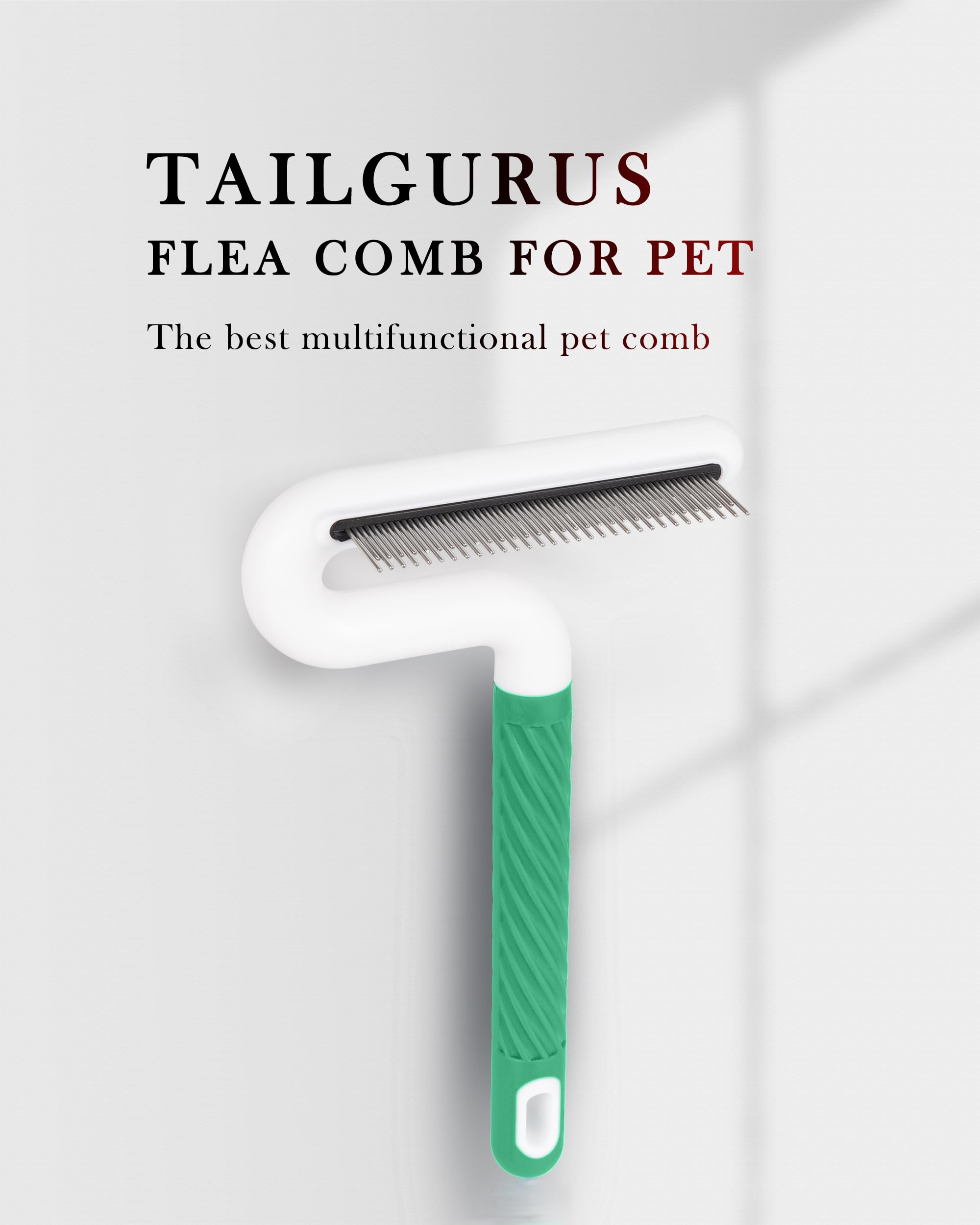 Pettine per cani e gatti, pettine per toelettatura con denti lunghi e corti in acciaio. Rimuove in modo sicuro nodi e grovigli per cappotto lucido. Strumento districante delicato per peli di