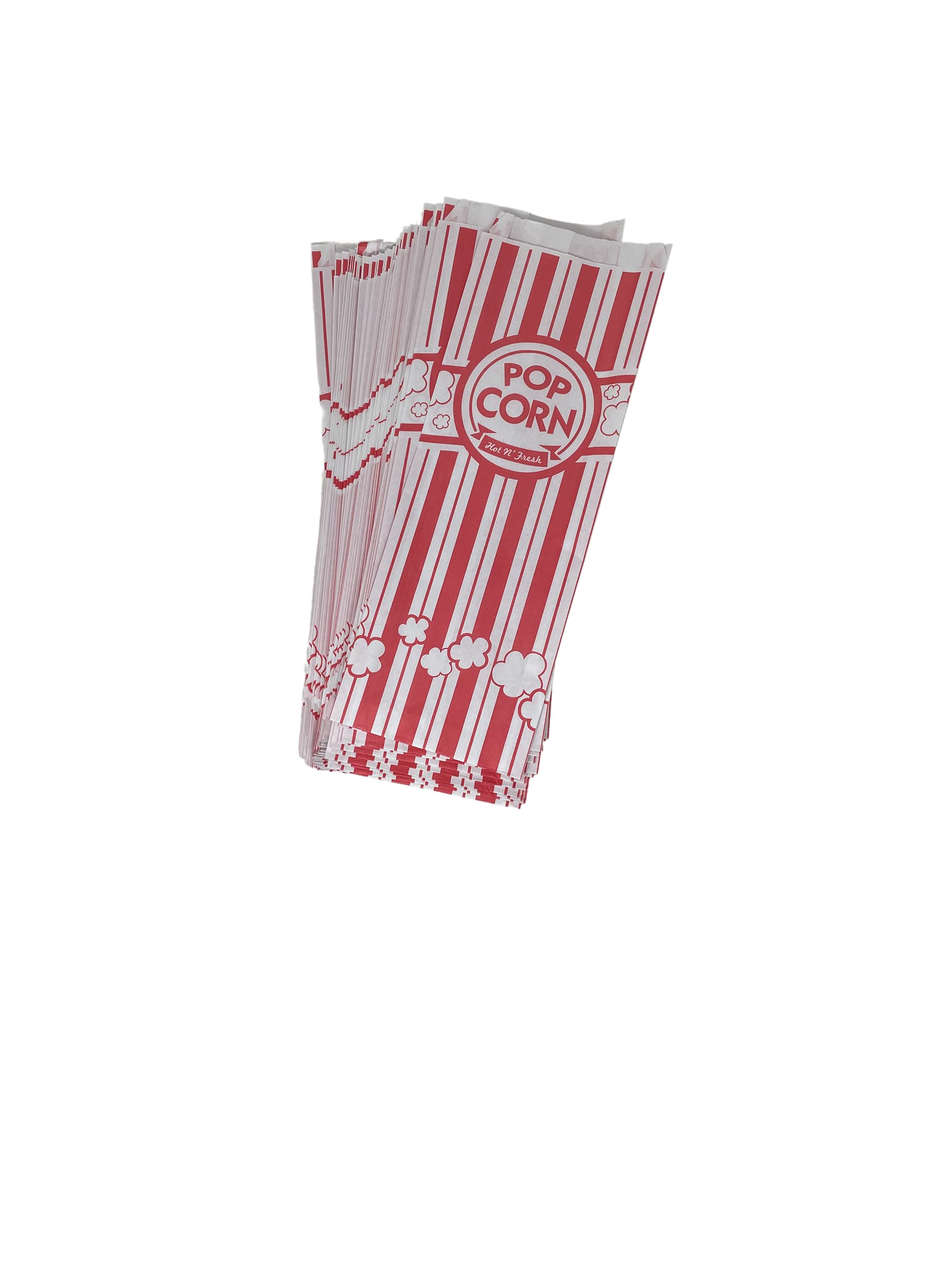 bark and lindy Paper Popcorn Bags Red & White Striped For Parties, Carnivals, Movie Theaters 2 oz (12)