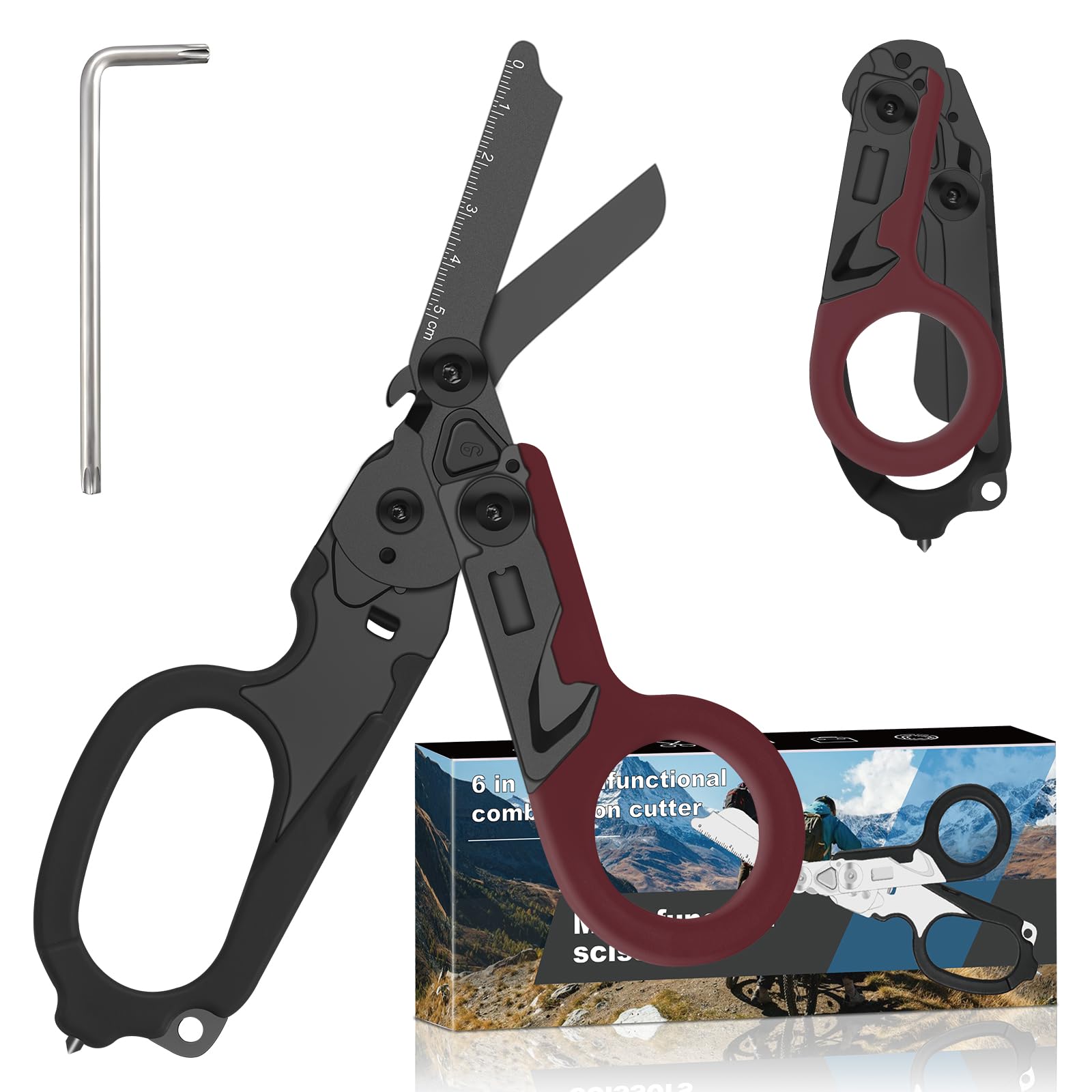 6-in-1 Heavy-Duty Emergency trauma shears (Red black)