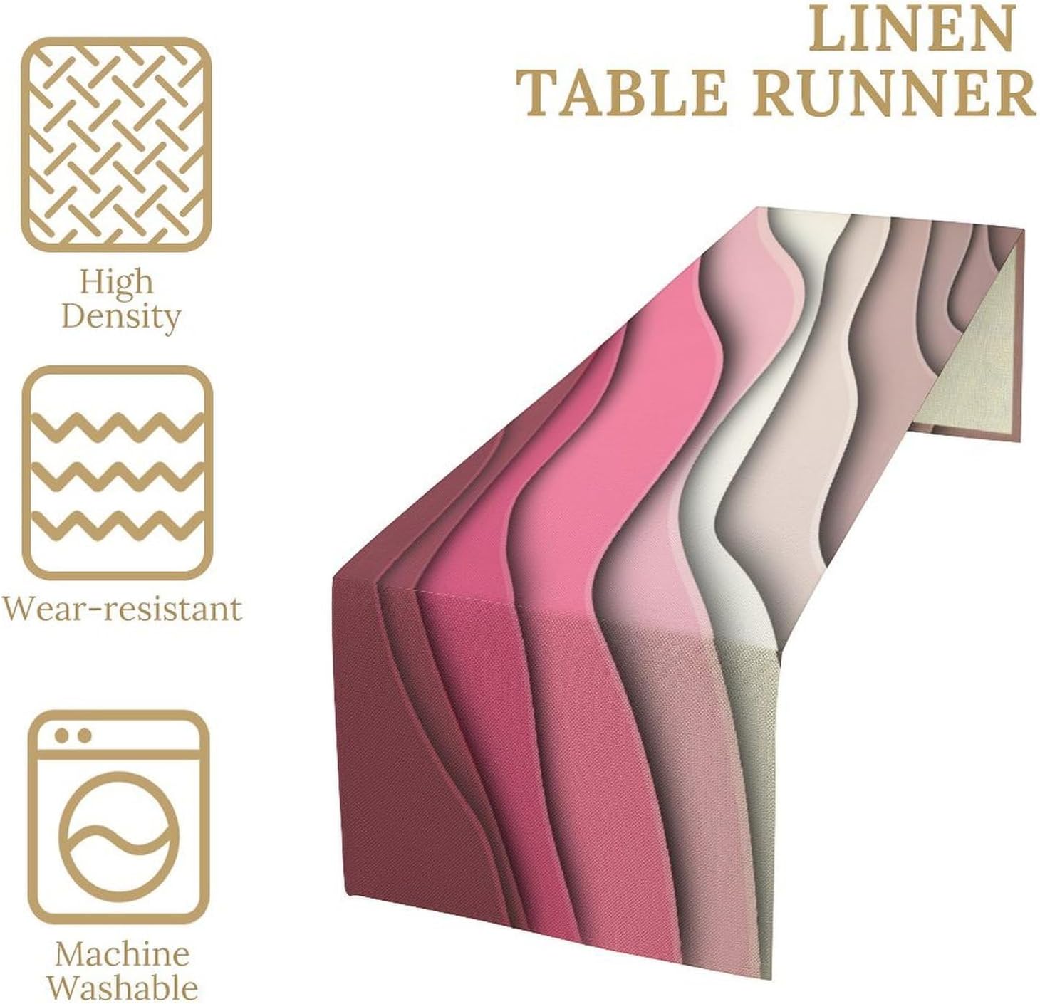 Pink Ombre Table Runner Modern Geometric Abstract Art Aesthetic Kitchen Dinner Runner for Indoor Home Living Room Party Dining Table Decoration 13"x108"