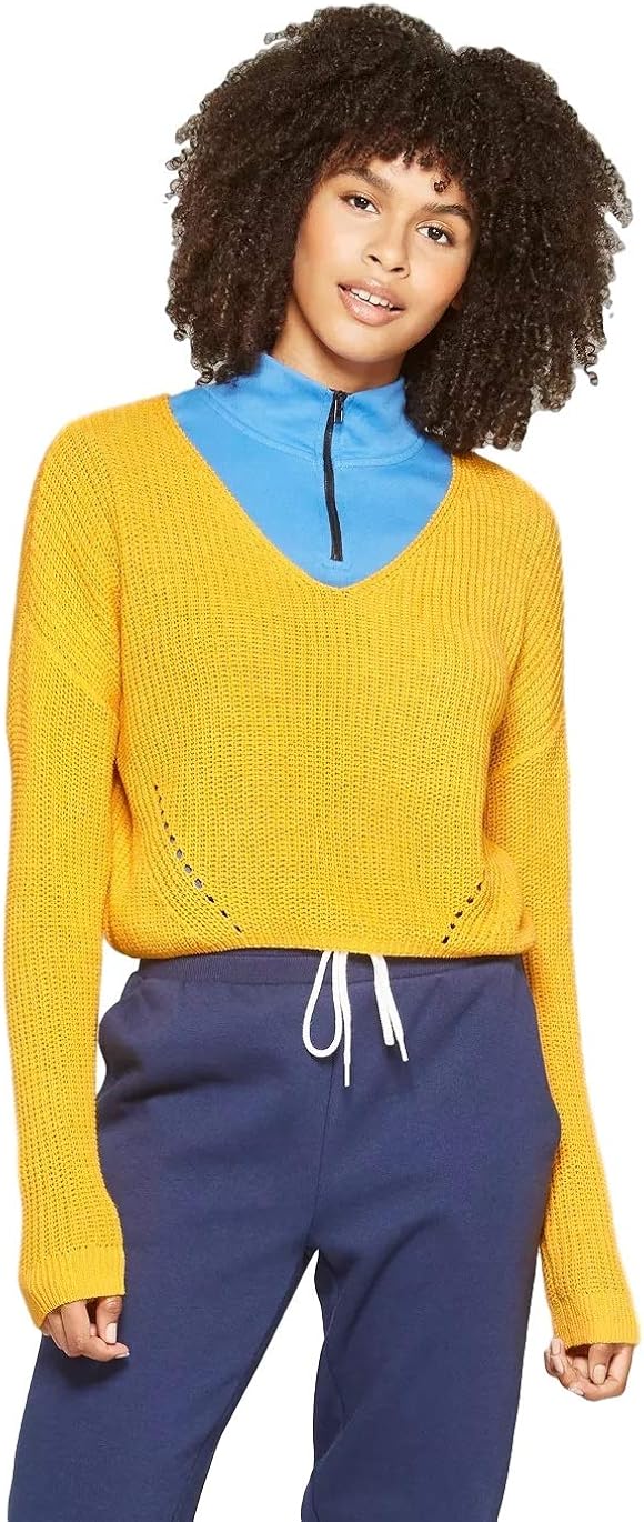 Yellow v neck sweater women's Clearance