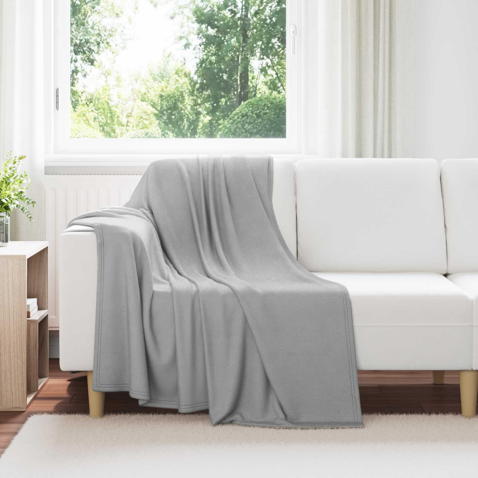 Wohndecken 24 Stück Grau Fleece 170 x 130 cm Kuscheldecke Tagesdecke Überwurf Sofa Couch Schlafzimmer Wohnzimmer atmungsaktiv weich warm flauschig