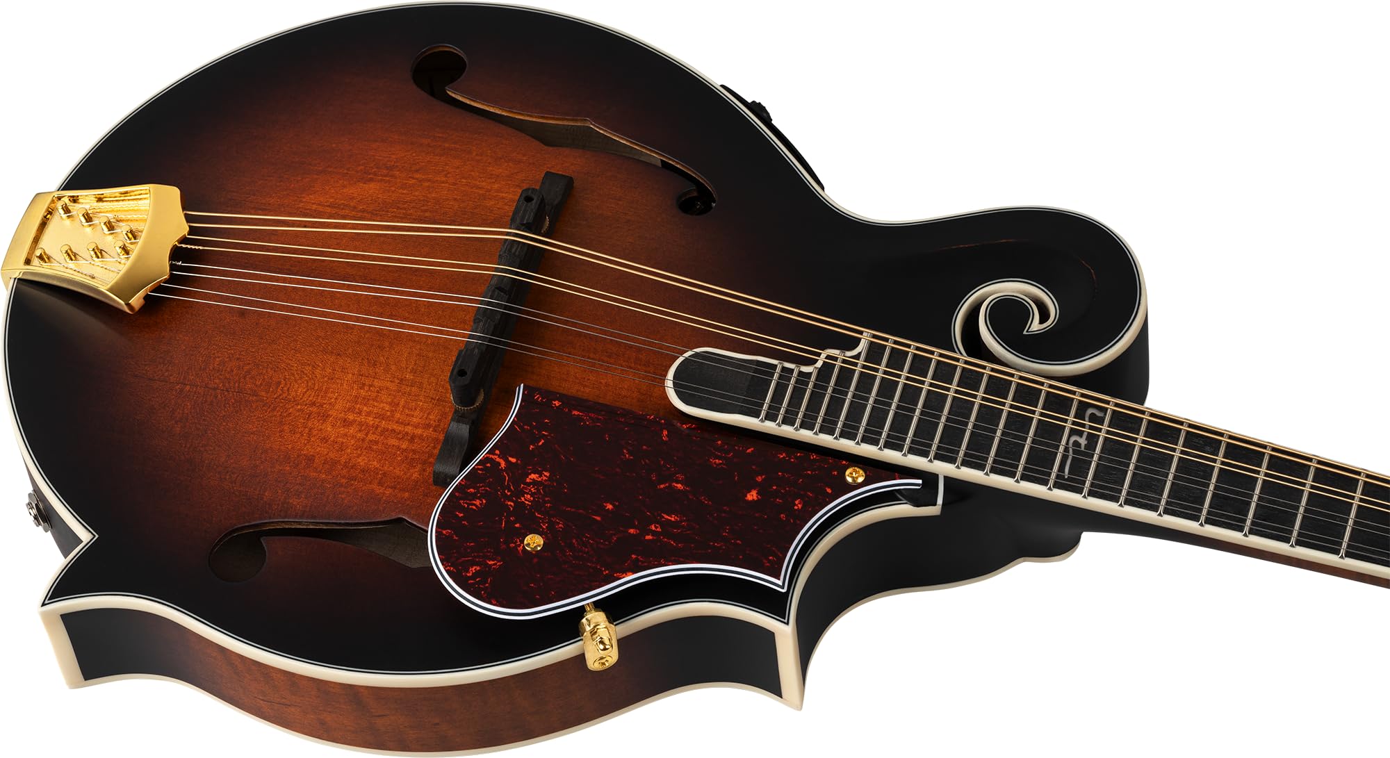 Ortega Guitars F-Style Mandoline Elektro-Akustisch – F-Holes – Mandolins – Inklusive Gig Bag – Massive Fichte / Geflammter Ahorn, Mehrfarbig (RMFE100AVO)