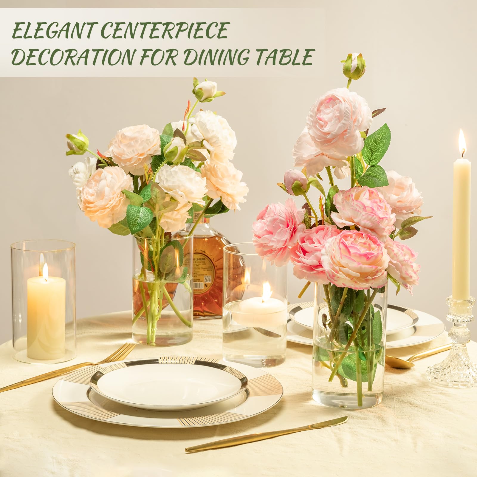 DYMFADFB 12pcs Glass Cylinder Vases for Centerpieces - 6 Inch Tall Flower Vase f — product photo