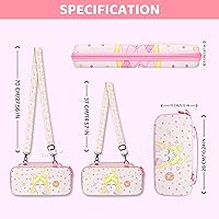 Vista 3 de Pink Carrying Case for Nintendo Switch, Anime Accessories Bundle Kit for Sailor Moon with Switch Travel Bag, Soft TPU Protective Cover, Screen