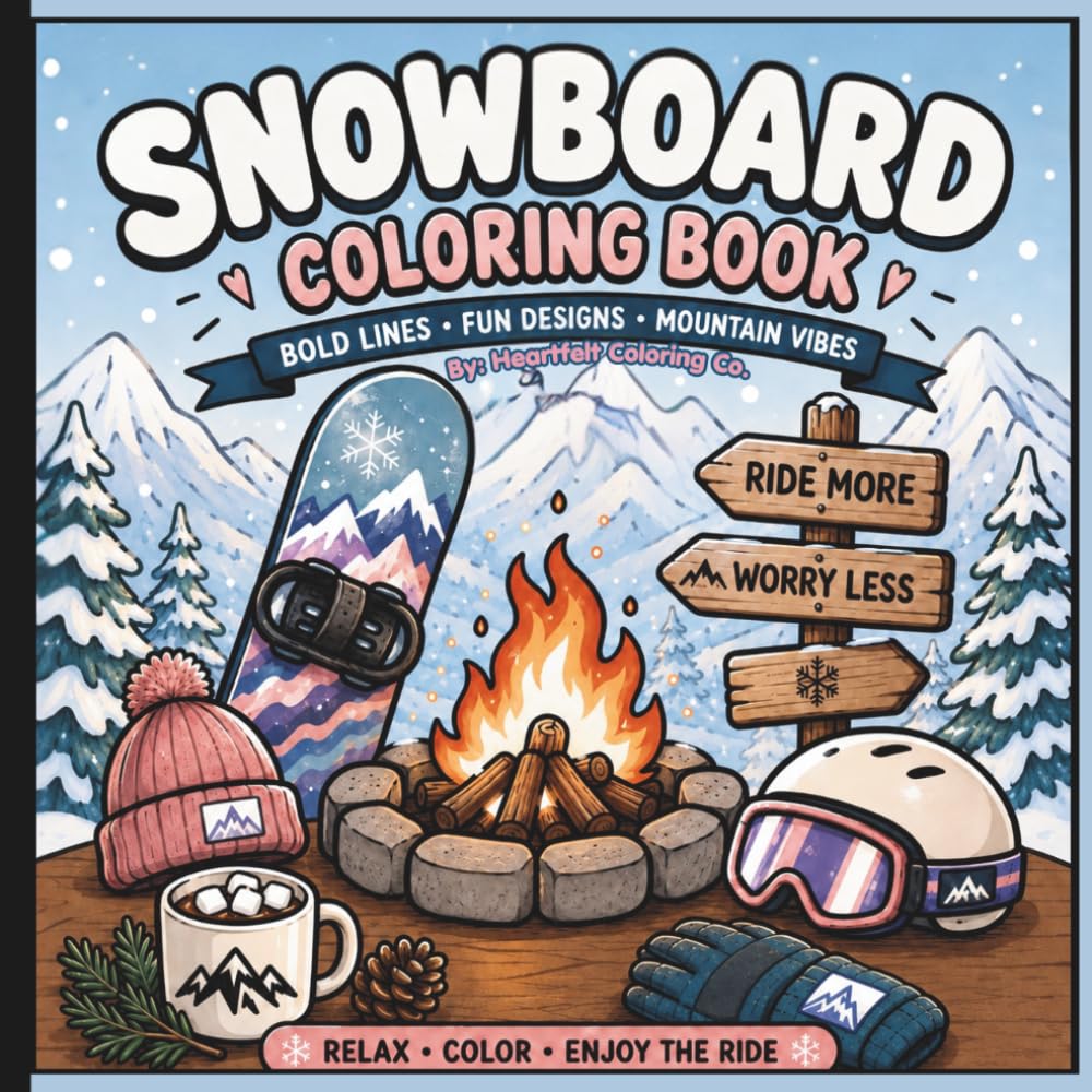Snowboard Coloring book: Relax - Color - Enjoy the Ride (Bold Coloring Books)