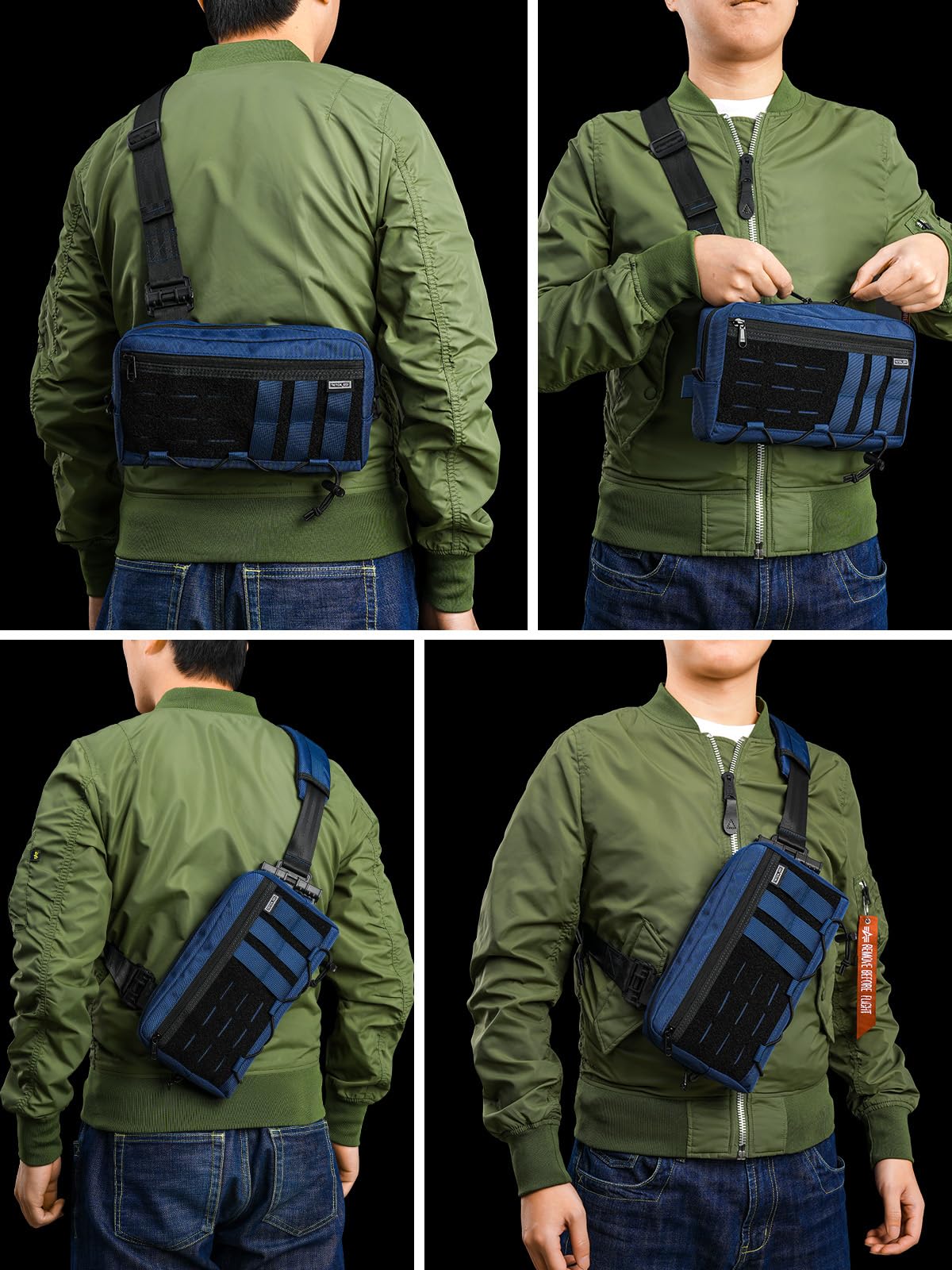 TACTICAL_GEEK Cache L3C EDC - Bolso bandolera ligero para hombre y mujer, compacto, bandolera ajustable, bandolera para el hombro, bolso de pecho para viajes, escuela, senderismo, 1000d Azul