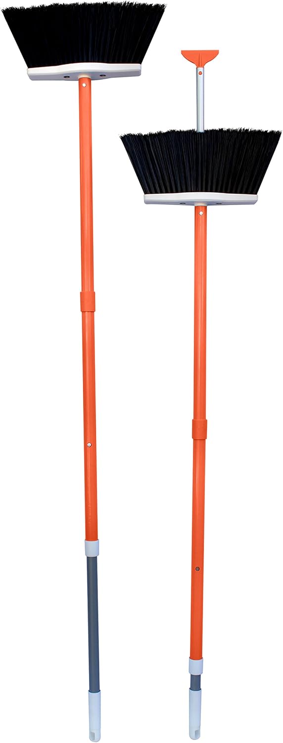 3-Pack SweepEasy Broom As Seen On Shark Tank - Scrape, Sweep & Go - for Indoor and Outdoor Use, Sweep Easy with Scraper (Orange)