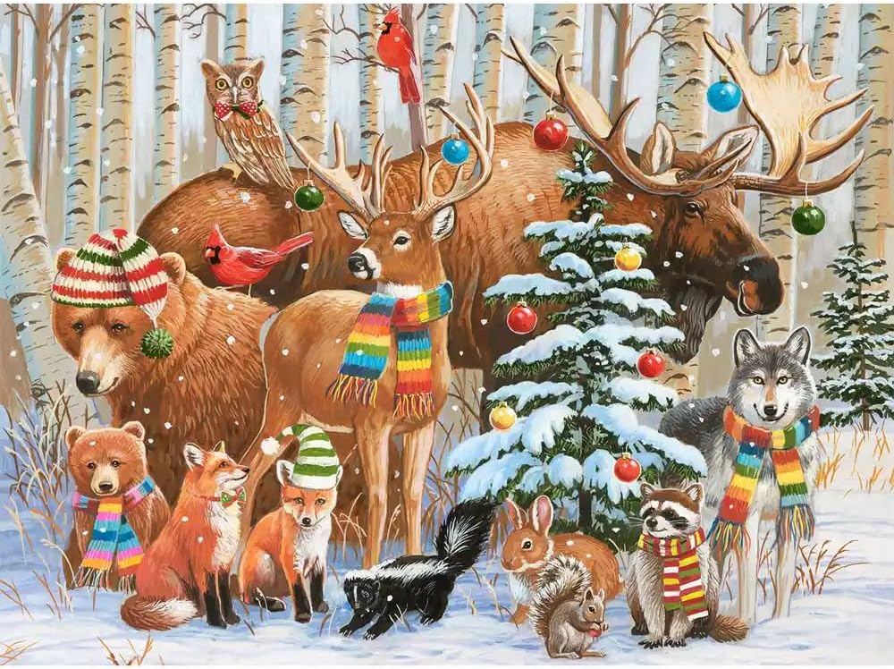 Bits and Pieces – Magical Forest Holiday Jigsaw Puzzle for Adults – Festive Animals Christmas by Artist William Vanderdasson – Beautiful Winter Celebration (1000 Piece Puzzle 20" x 27")