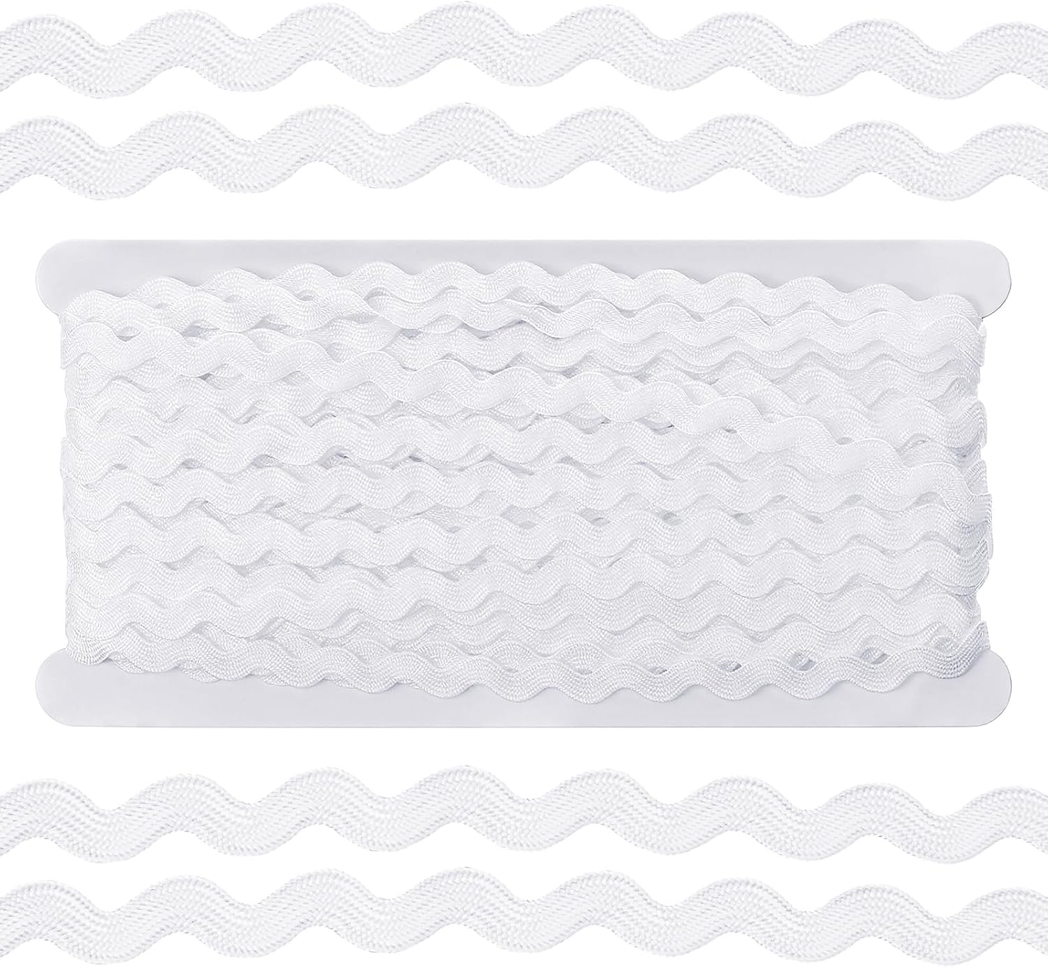 Jeffdad Rick Rack Trim for Sewing, 5 mm 27 Yards White Wave Bending Fringe Trimming, White Lace Ribbon Trim for DIY Sewing Crafts Gift Wrapping Wedding Christmas Party Decor