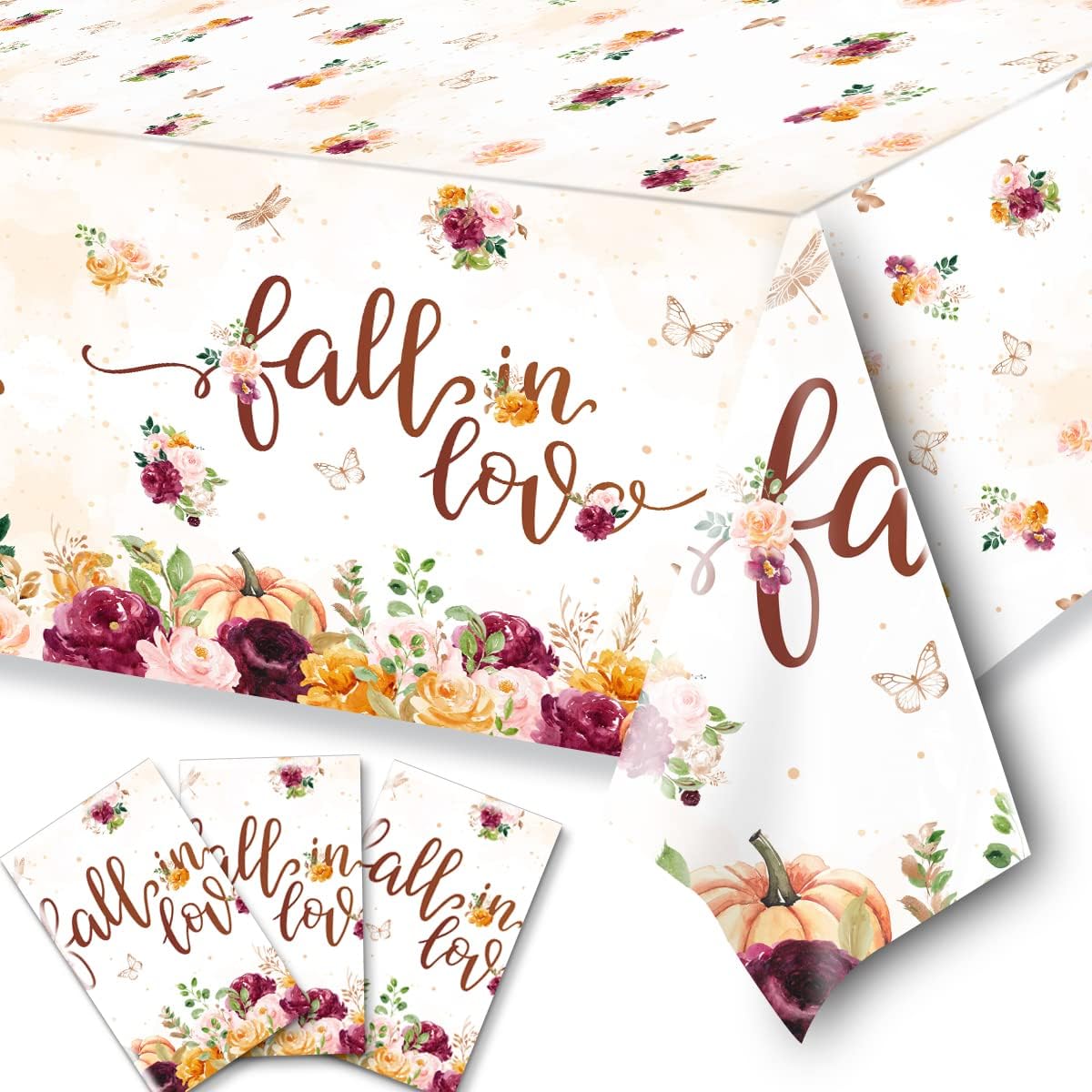 Pink Rose Gold Tablecloth Decoration - 3 PCS Happy Birthday Tablecloth Disposable Plastic Sequin Tablecloth Girls Birthday Wedding Party Tablecloths for 50th 60th 70th 80th Men or Women