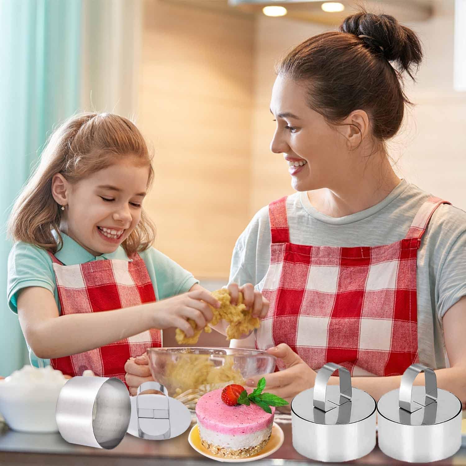 6 Pezzi Anelli da Dessert Quadrati, 8cm Anello per Torte, Acciaio Inossidabile Anello per Torte, Coppapasta con Coperchio, per DIY Torte Mousse Dessert Biscotti(Quadrati)