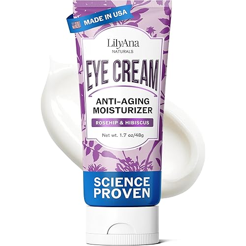 LilyAna Naturals Eye Cream for Dark Circles and Puffiness, Under Eye Cream for Wrinkles and Bags, Anti Aging - helps Improve Dryness; for Sensitive Skin - 1.7 oz - Made in USA