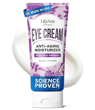 LilyAna Naturals Eye Cream for Dark Circles and Puffiness, Under Eye Cream for Wrinkles and Bags, Anti Aging - helps Improve Dryness; for Sensitive Skin - 1.7 oz - Made in USA