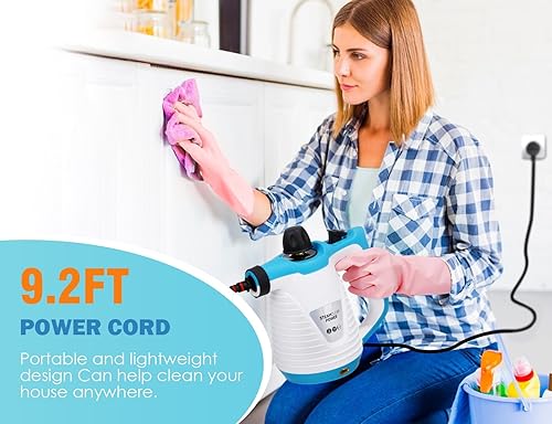 Miniatura 5 de Limpiador de vapor de mano, limpiador de vapor a presión con tiempo de calentamiento rápido con bloqueo de seguridad y 9 accesorios, limpiador de