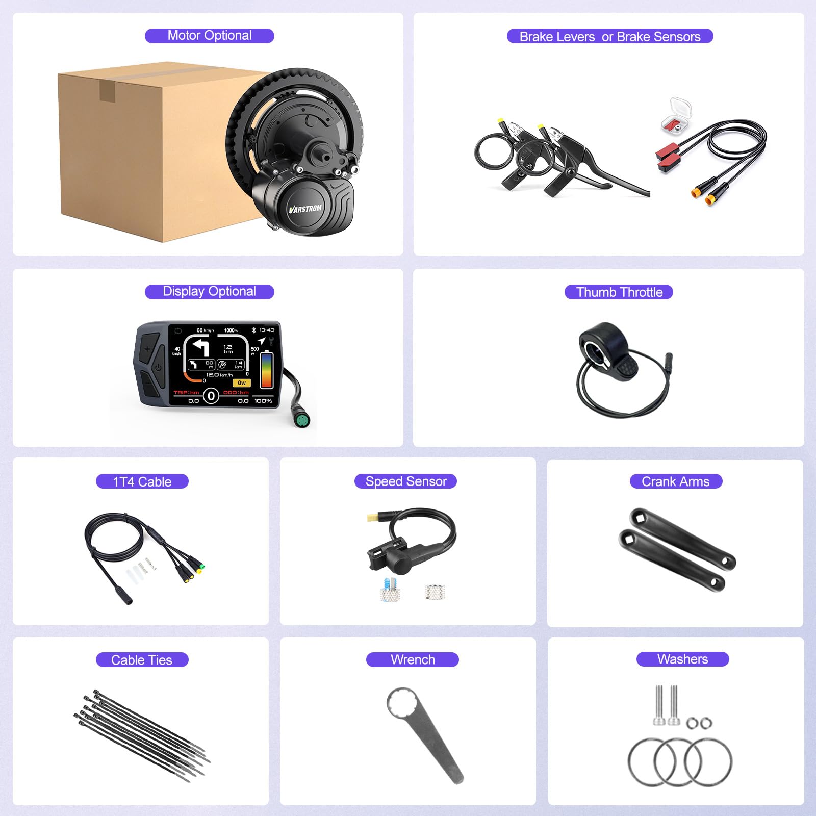 Kit Velo Electrique TSDZ-2B Moteur Central 36V 250W avec Batterie et Affichage Optionnels - Moteur Velo Electrique Puissant pour Vélo de Ville et VTT Électrique