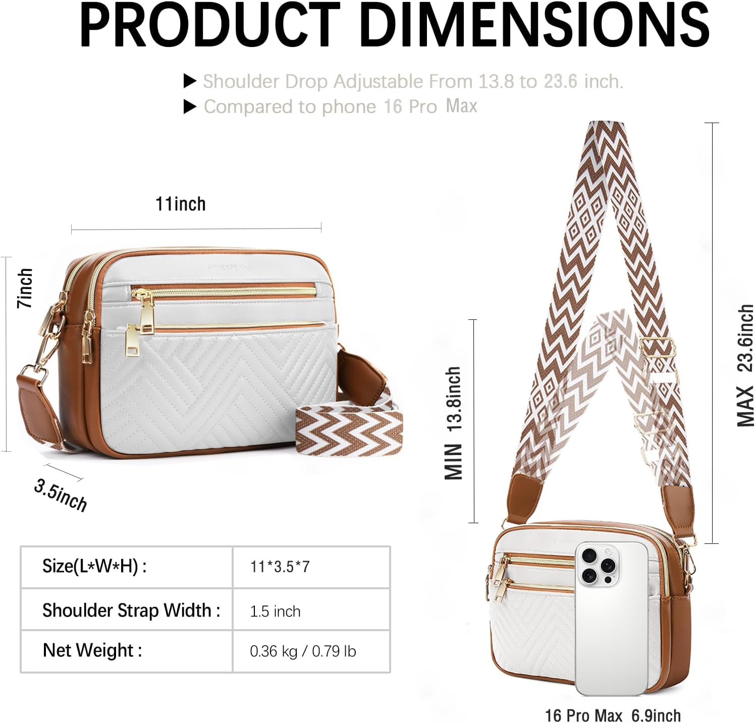 printe Small Crossbody Bags for Women, Vegan Leather Trendy Purses for Women, Travel Handbags with Adjustable Shoulder Strap - Image 6