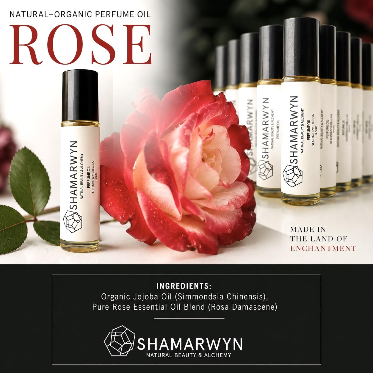 Rose Perfume Oil Botanical Essential Oil Roll-On, 10 mL