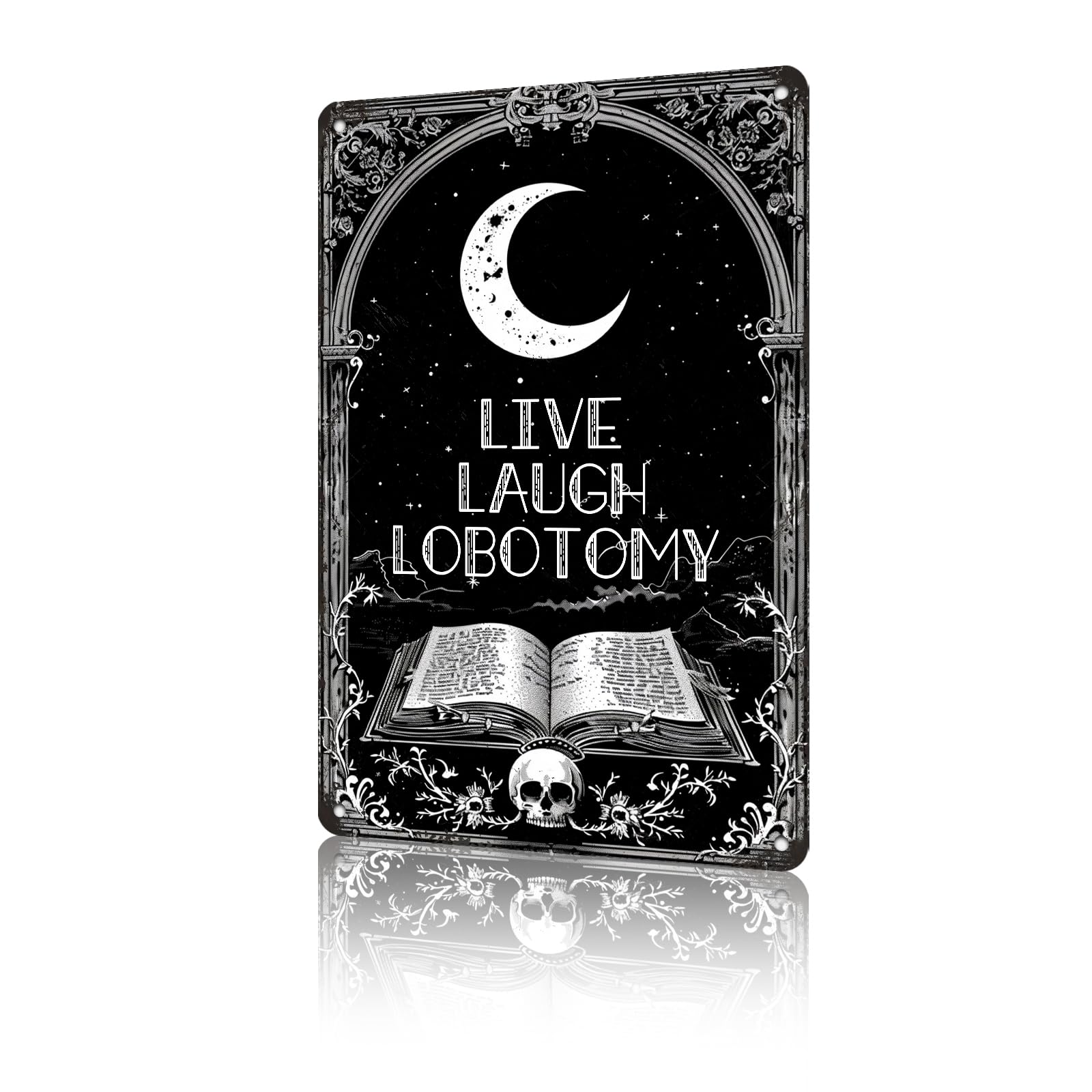 Anceky Live Laugh Lobotomy Tin Sign Funny Metal Sign Wall Decor for Backyard Home Living Room Garden Cafe Indoor 12×16 Inch