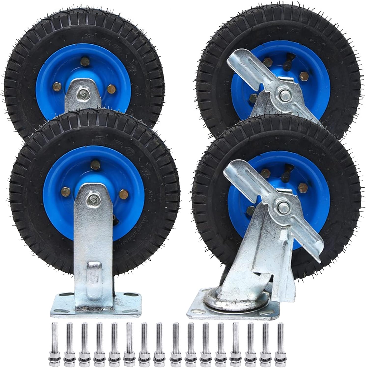 WORDFUN 8Inch Swivel Heavy Duty Industrial Wheel, Set Of 4 Rubber