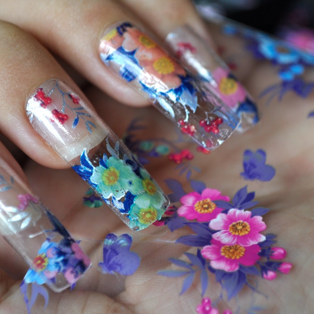 Amazon.com: Gorgeous Nail Art Flower Decal Foil Image Transfer Spirit Wild  flower Sticker Foil Easy DIY Manicure Decoration Roll in clear jar 1m :  Beauty & Personal Care