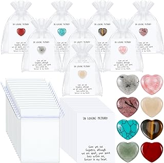 50 Sets Funeral Supplies, Celebration of Life Token Bulk Pocket Prayer Cards with Heart