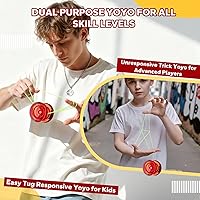 Vista 8 de MAGICYOYO K2 Responsive Yoyos para niños de 8 a 12 años, paquete de yoyo profesional de doble función con función de giro de dedo, yoyo profesional