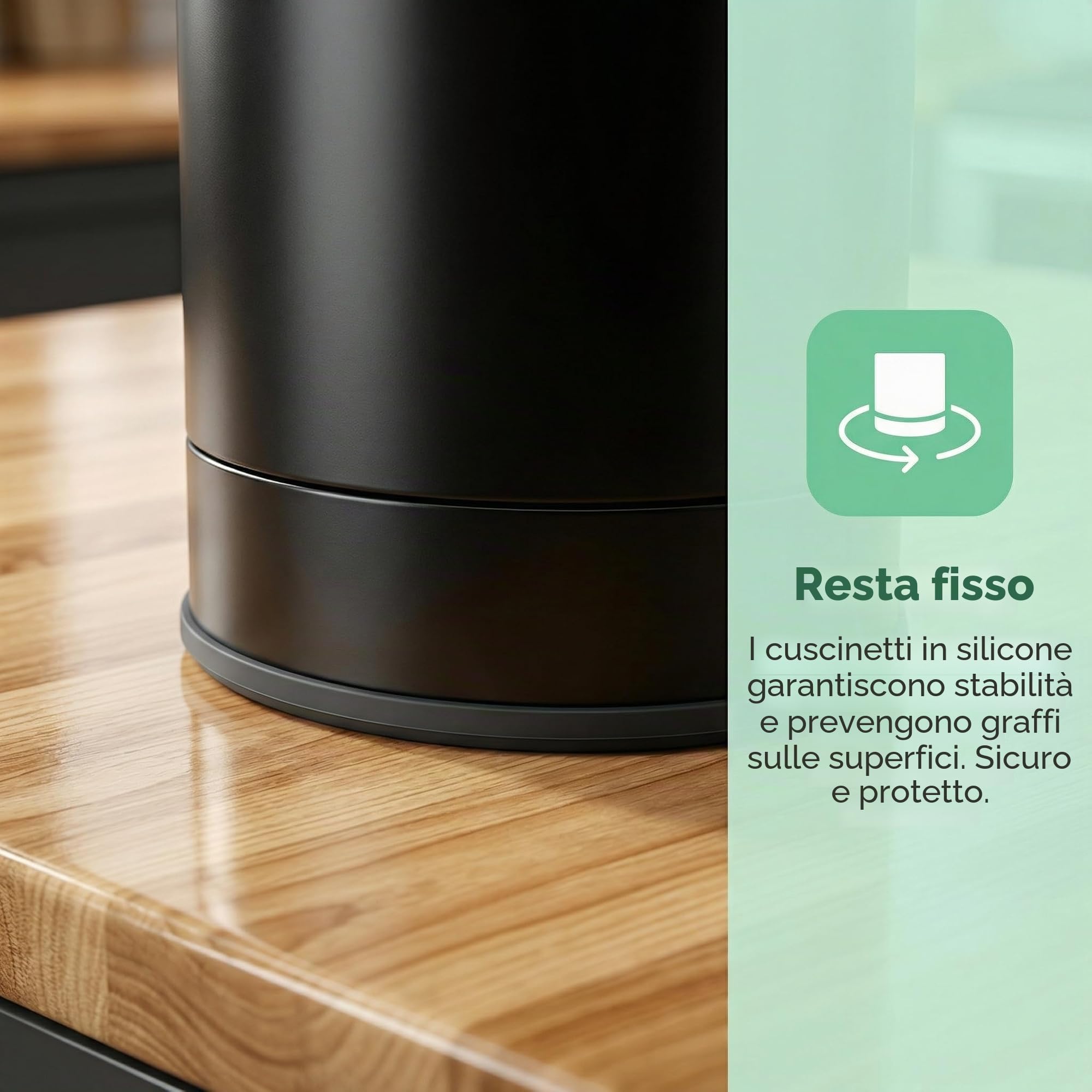 Portautensili da Cucina Moderno, Organizer per Utensili da Cucina 16.5 * 14.5cm, Portautensili Girevole a 360°, Contenitore per Utensili Nero con Base Antiscivolo, Organizzatore per Spatole