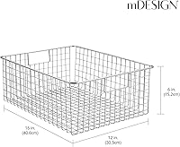 Vista 4 de mDesign - Canasta de reja de metal con asas para almanenamiento y organización, Cromado