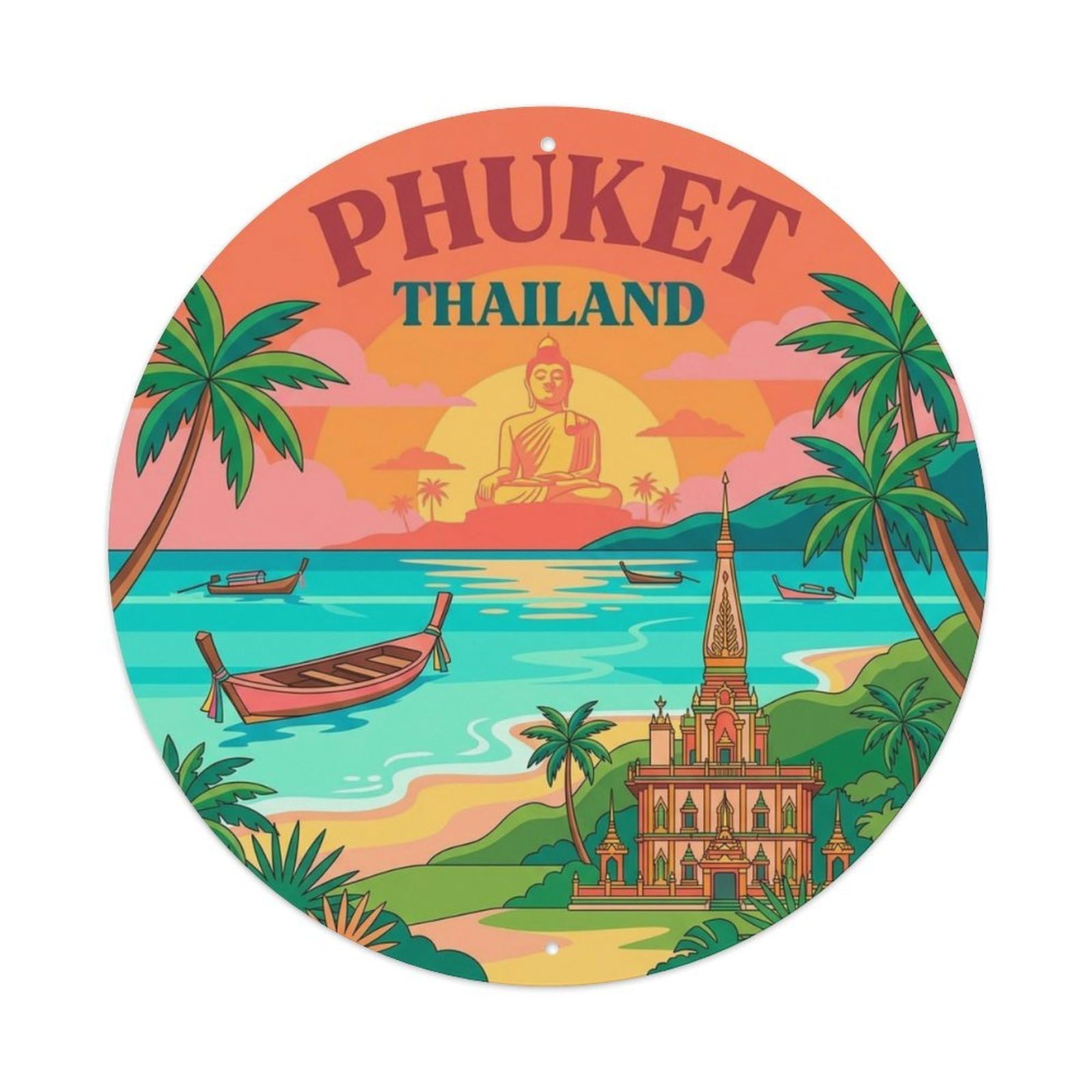 Phuket Thailand Vintage City Travel Landmark Metal Tin Sign