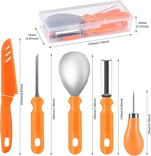 Miniatura 3 de kuaima Juego de herramientas para tallar calabazas de Halloween, kit de tallado de calabaza, cuchillo profesional de acero inoxidable, herramientas